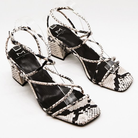 Marc Fisher LTD Nakita Strappy Sandals 9.5 Python Snake Leather Minimalist $150 - Picture 10 of 15
